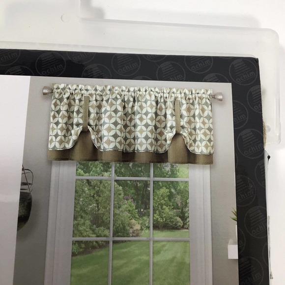 Callie Double Layer Pick Up Valance - 58x14 - Taupe/Silver - Picture 10 of 11